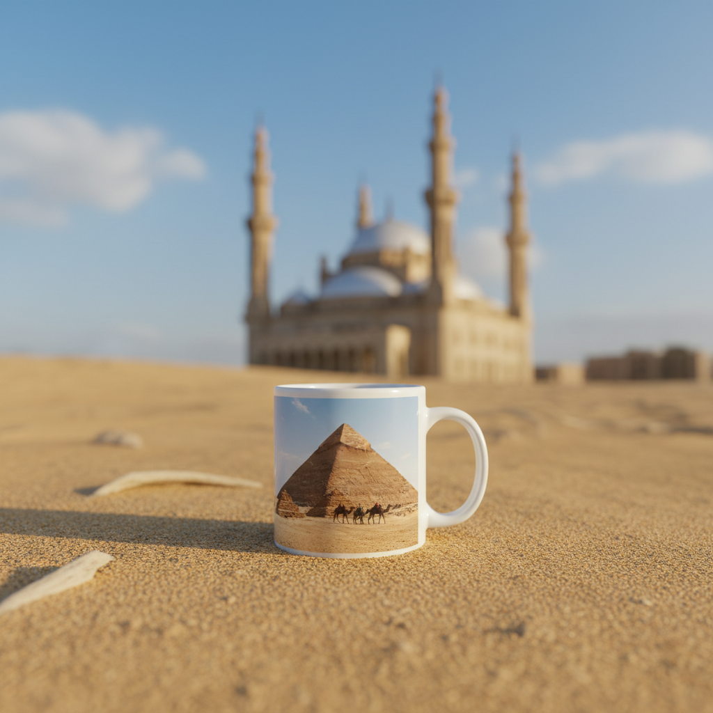 Egyiptomi tájképes bögre